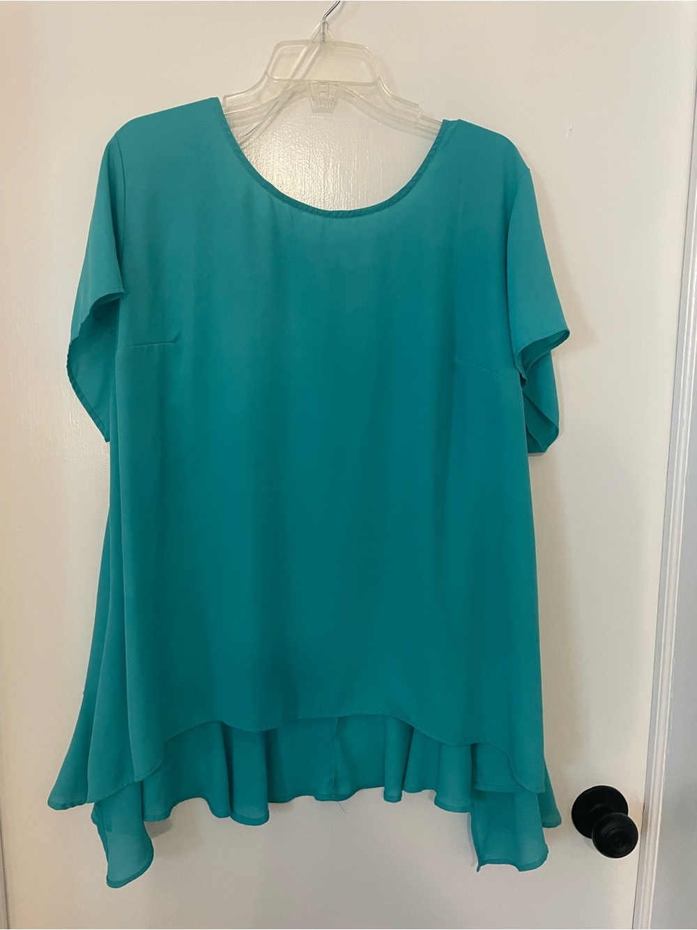 Kim Rogers Teal Chiffon High-Low Tunic